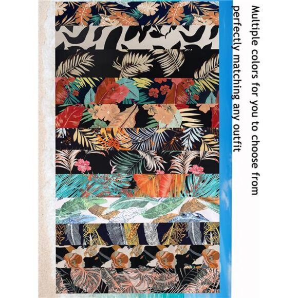 Women's 2 Piece Outfits Kimono Style Tropical Print Cover Ups Half Sleeve Blouse - Picture 5 of 6